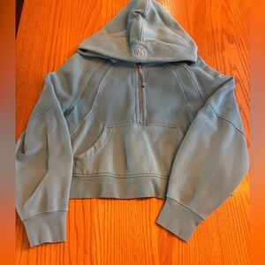 Women’s Lululemon Quarter Zip Hooded Scuba in Teal XS/S